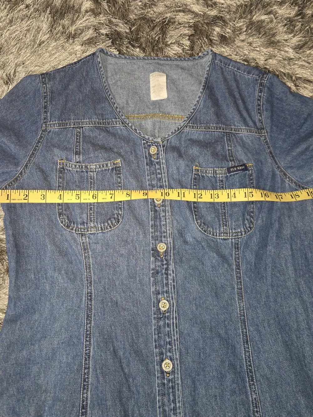 90s Old Navy Denim Button-Front Maxi Dress - Blue - Picture 3 of 7